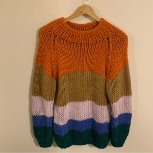 NEW Maiami 100% Merino Wool Colorblock Sweater, Size S/M